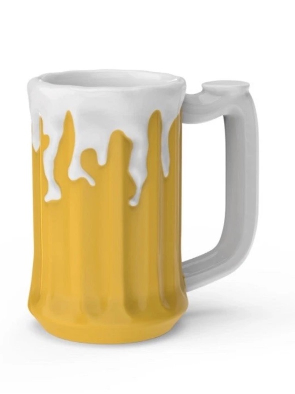 Zak Designs Yellow & White Novelty Ceramic Foamy Beer Stein Coffee Mug 12 Oz